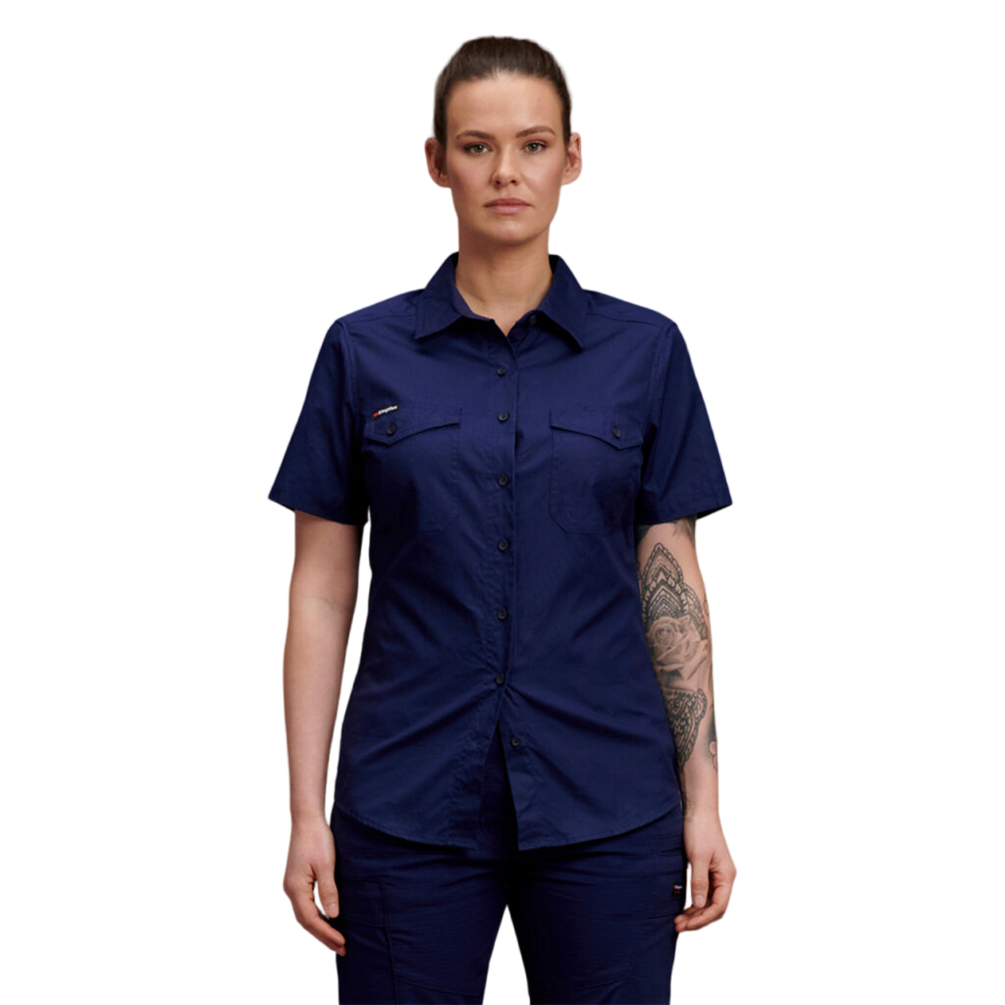 KingGee Women's Workcool 2 Lightweight Short Sleeve Work Shirt - Navy
