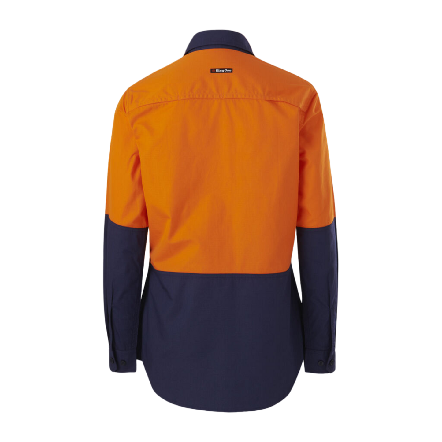 KingGee Women's Workcool Vented Spliced Shirt Long Sleeve - Orange/Navy