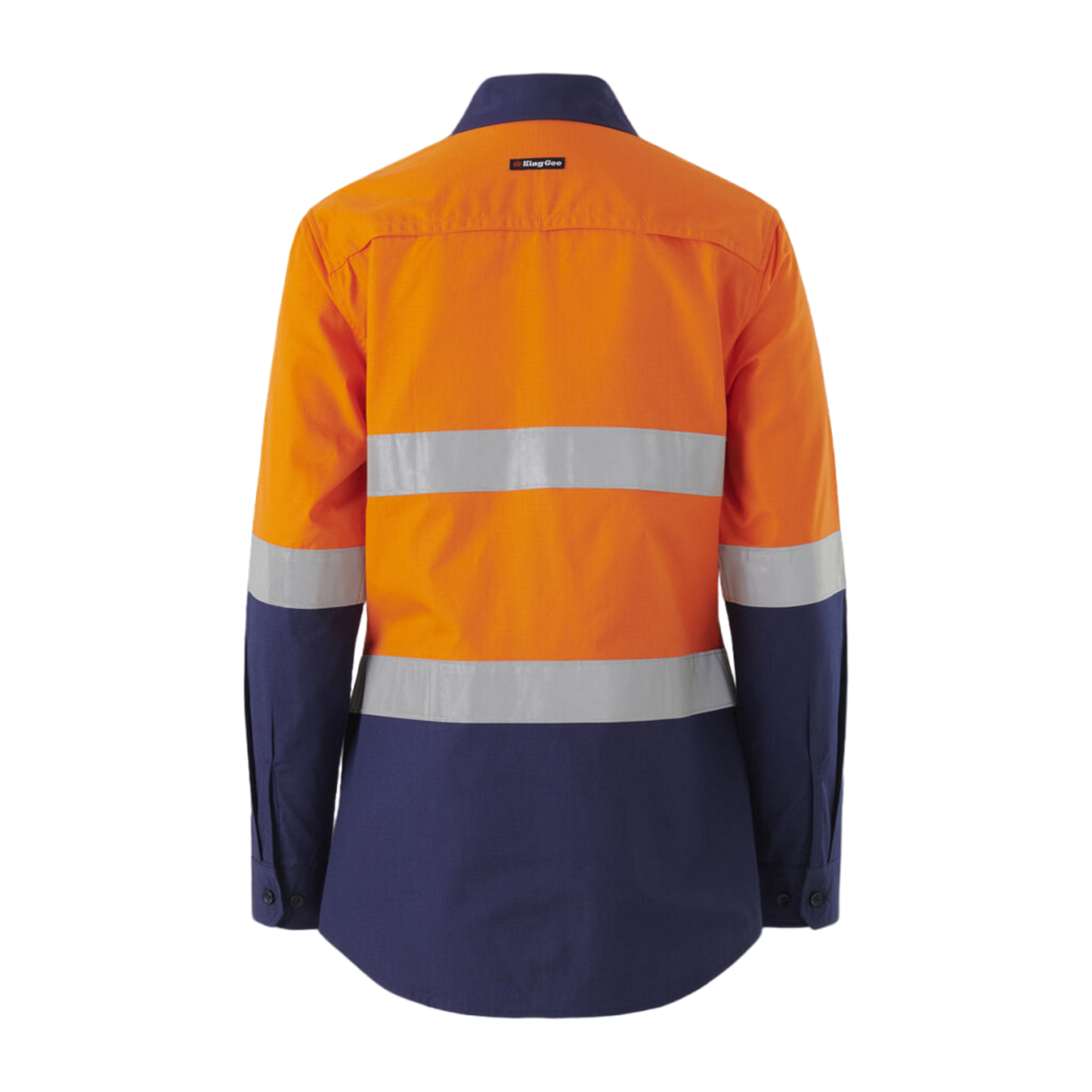 KingGee Women's Workcool Vented Spliced Shirt Taped Long Sleeve - Orange/Navy