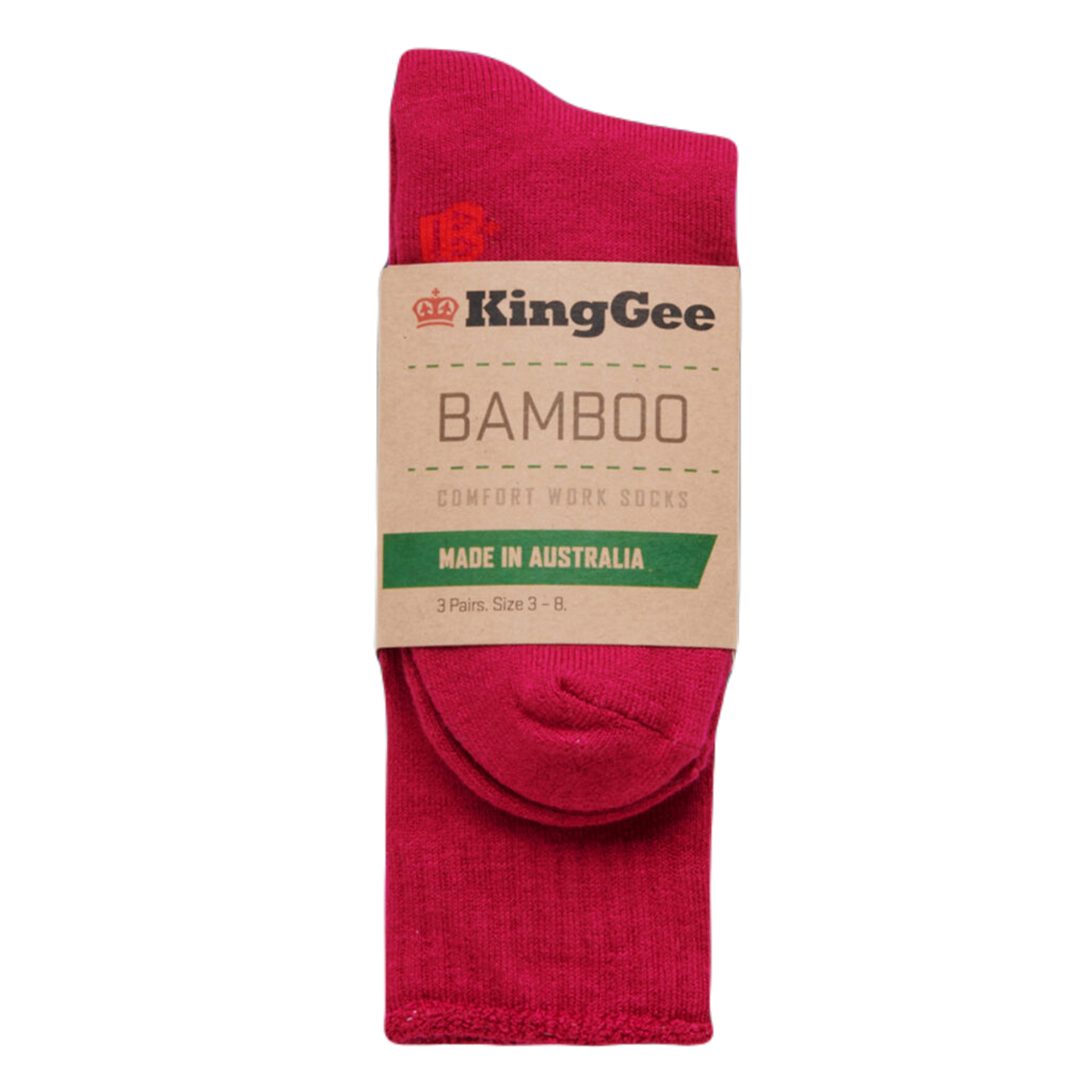 KingGee Women's Bamboo Coloured Crew Socks - 3 Pack - Purple/Teal/Pink