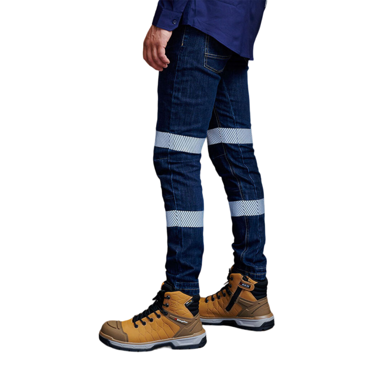 KingGee Men's Urban Coolmax Stretch Slim Reflective Denim Work Jeans - Classic