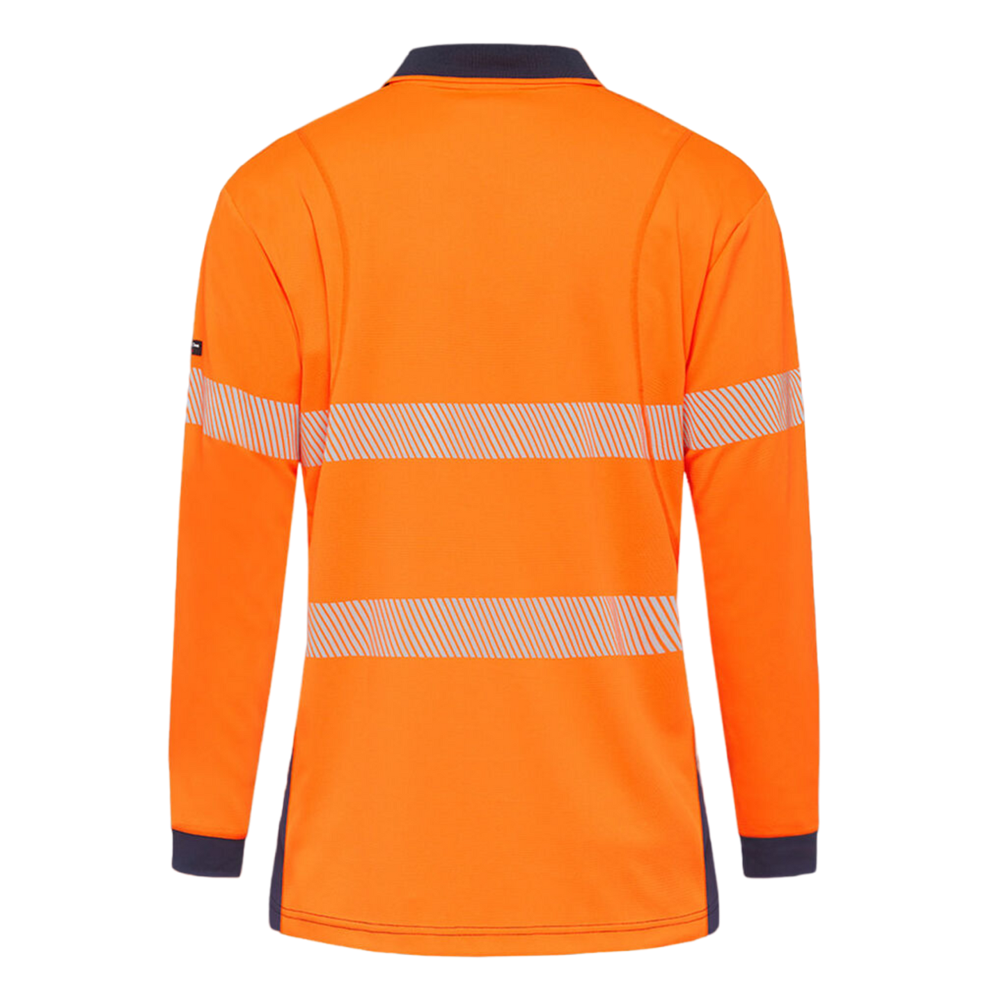KingGee Men's Workcool Hyperfreeze Hi-Vis Reflective Long Sleeve Polo - Orange/Navy