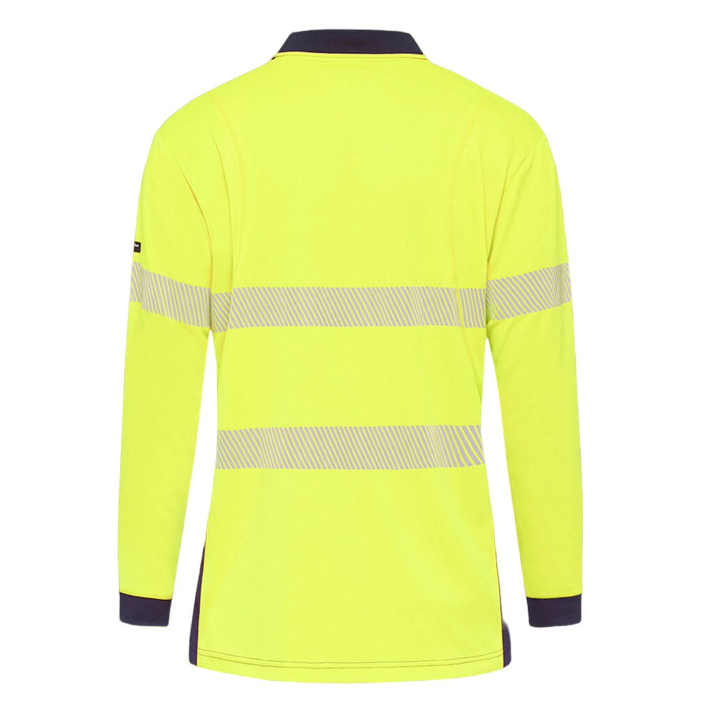 KingGee Men's Workcool Hyperfreeze Hi-Vis Reflective Long Sleeve Polo - Yellow/Navy