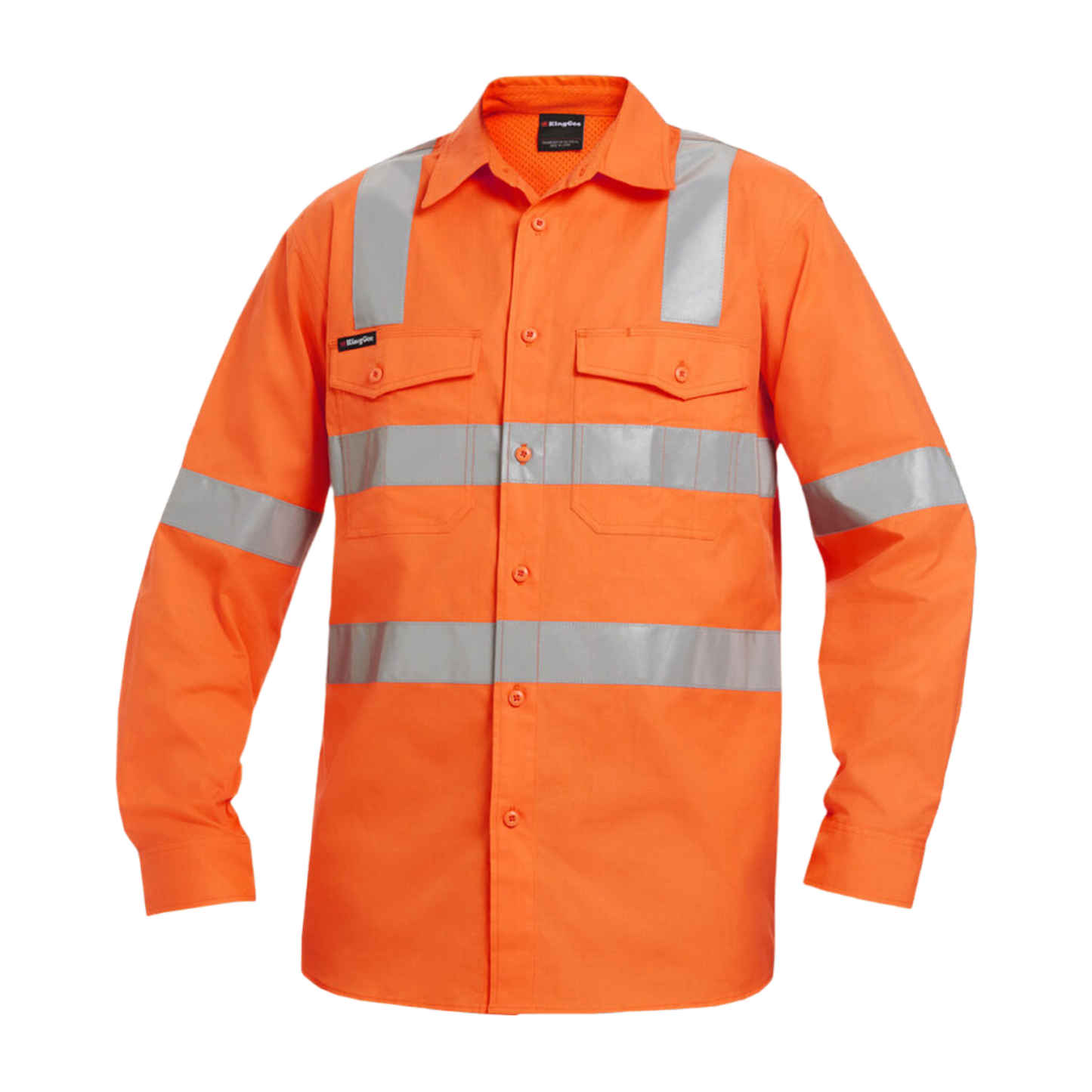 KingGee Men's Workcool 2 Hi-Vis Reflective X Back Work Shirt - Orange