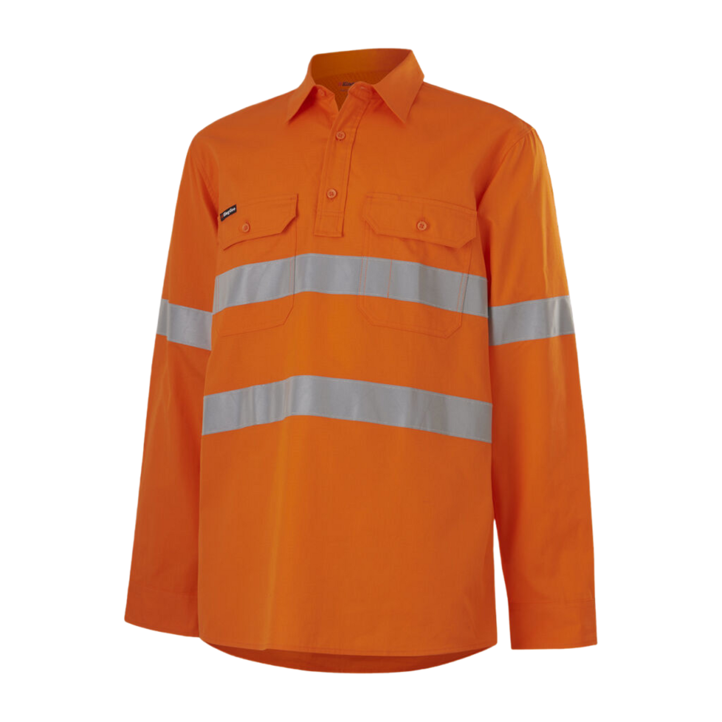 KingGee Men's Workcool Vented Closed Front Shirt Taped Long Sleeve - Orange