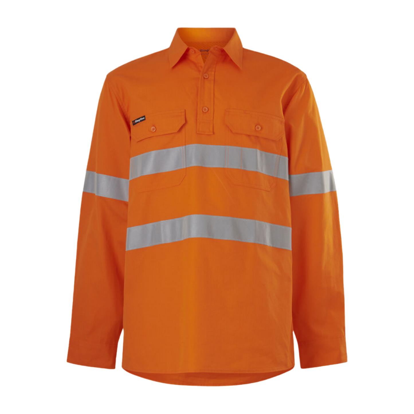 KingGee Men's Workcool Vented Closed Front Shirt Taped Long Sleeve - Orange