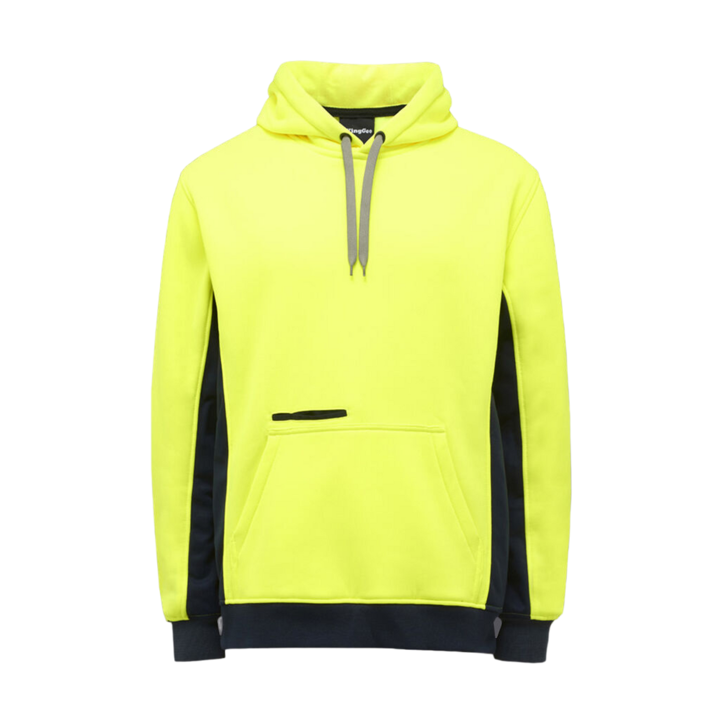 KingGee Men's Hi-Vis Fleece Pullover Hoodie - Yellow/Navy
