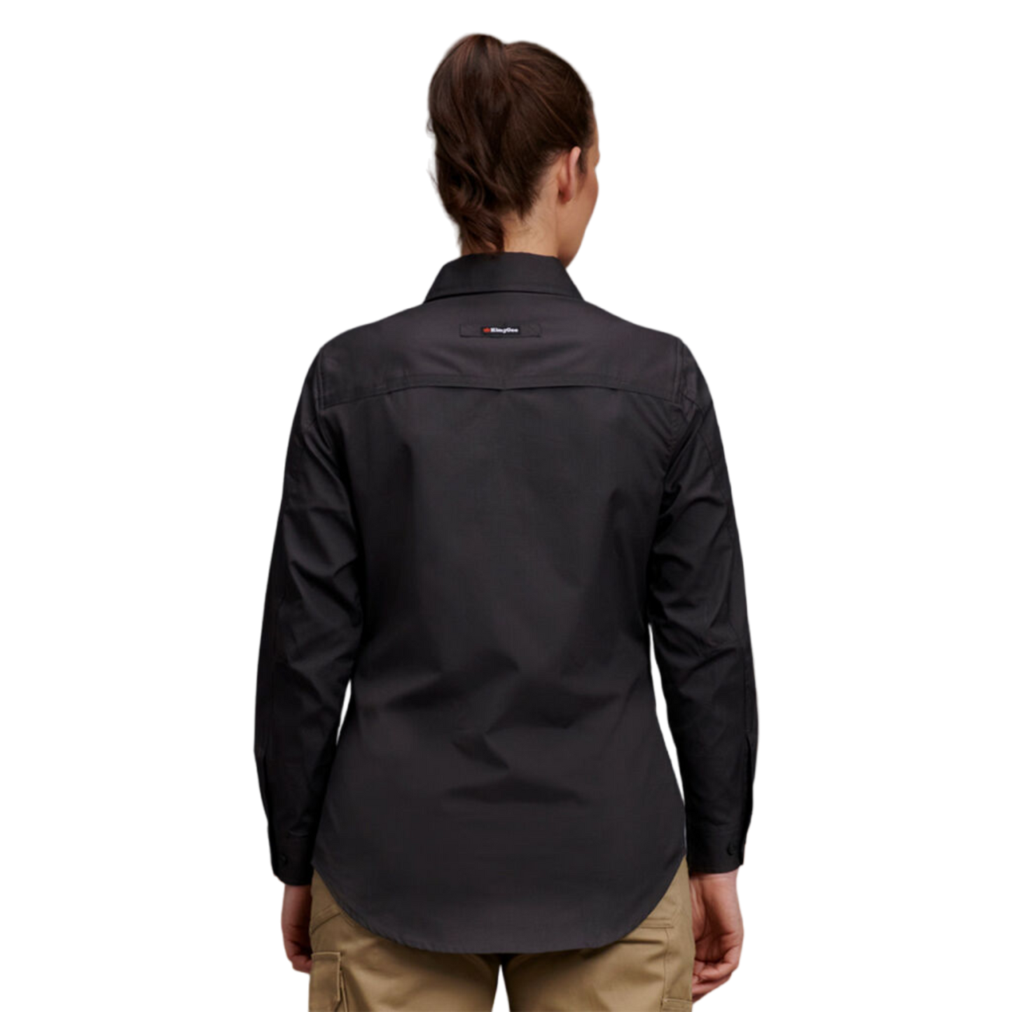 KingGee Women's Workcool 2 Long Sleeve Ripstop Work Shirt - Charcoal
