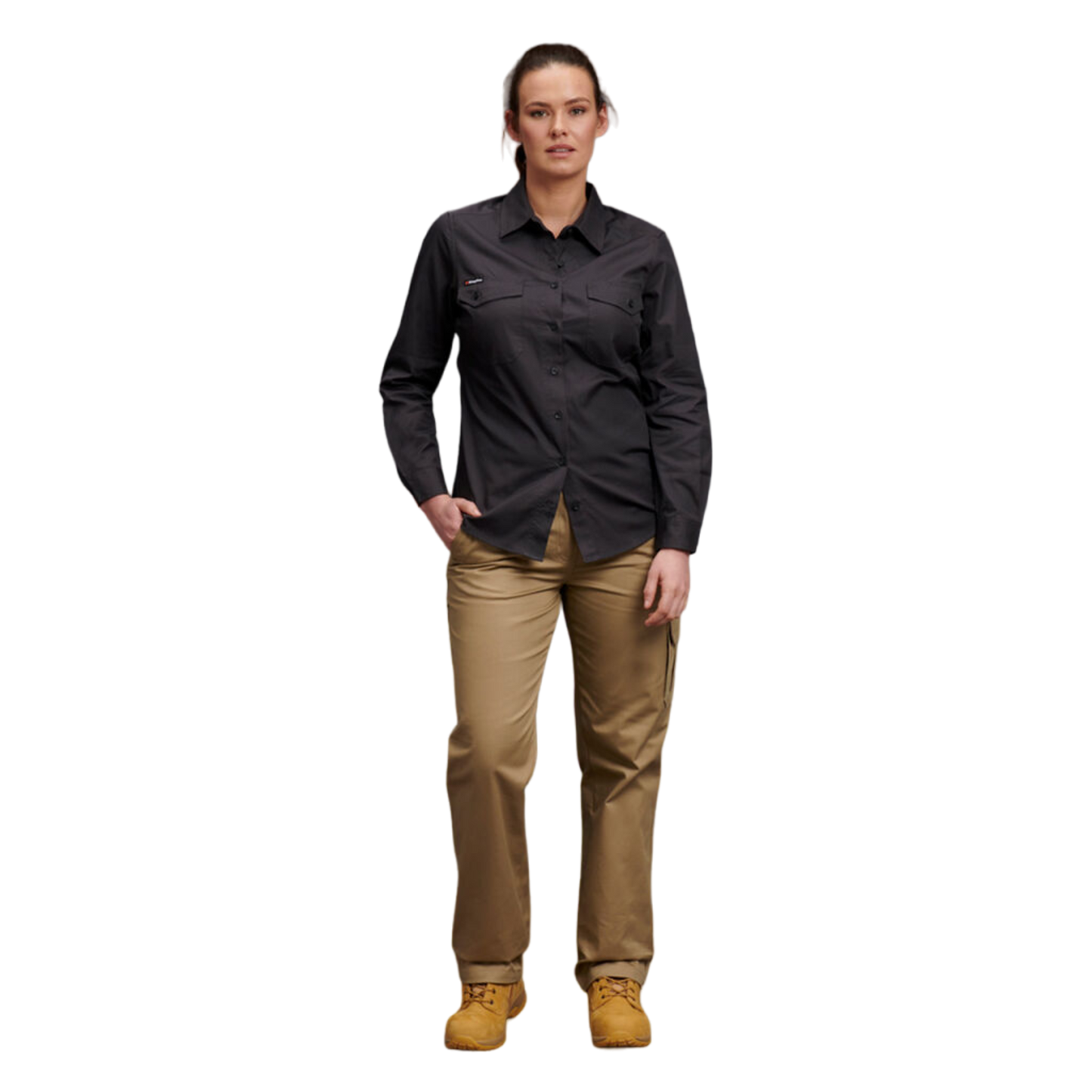 KingGee Women's Workcool 2 Long Sleeve Ripstop Work Shirt - Charcoal