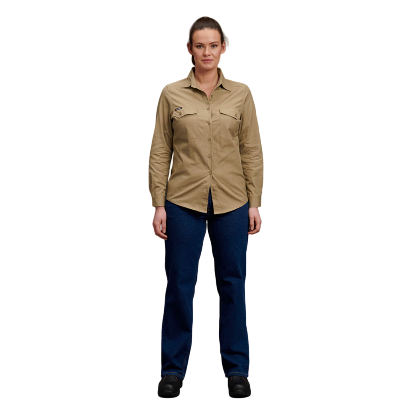 KingGee Women's Workcool 2 Long Sleeve Ripstop Work Shirt - Khaki