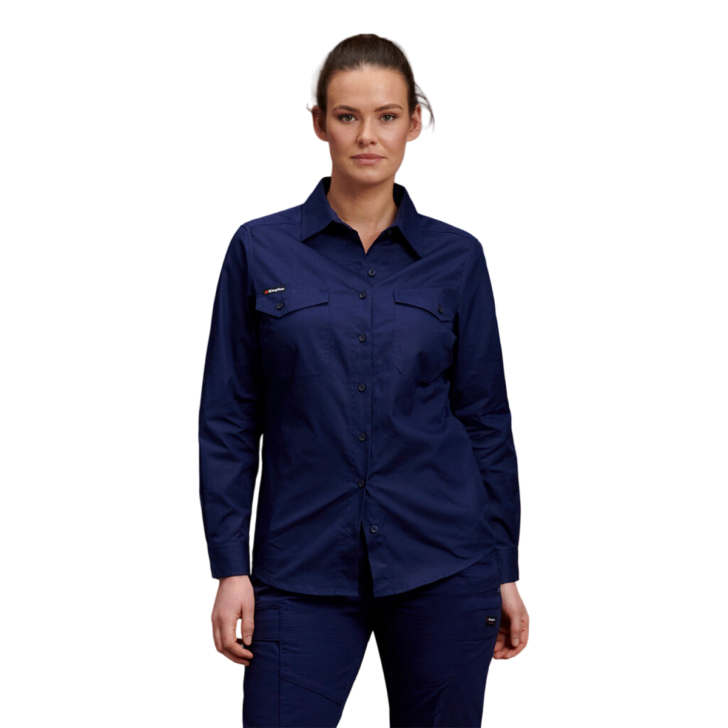 KingGee Women's Workcool 2 Long Sleeve Ripstop Work Shirt - Navy
