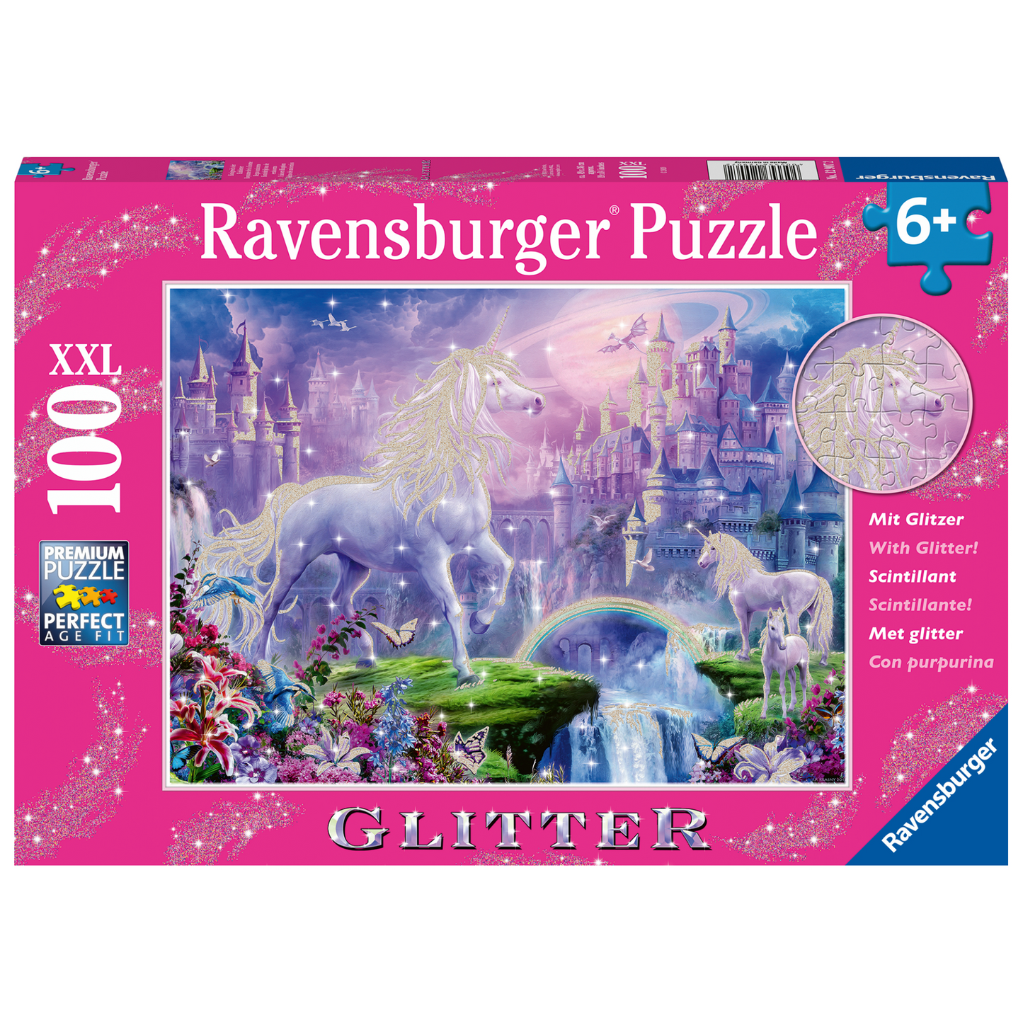 Ravensburger - Unicorn Kingdom Puzzle GLITTER 100 pieces