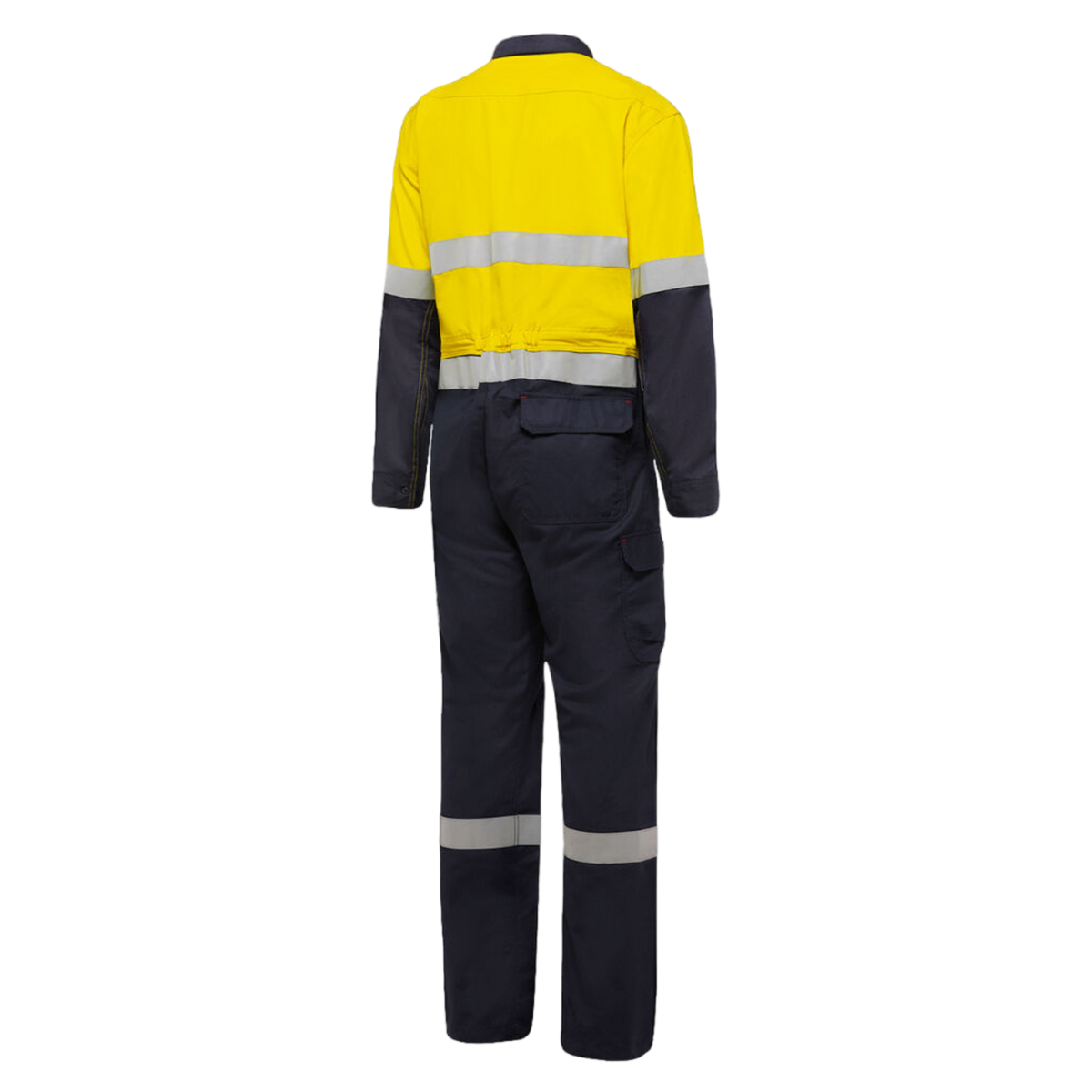 KingGee Men's Shieldtec Fr Hi Vis Two Tone Coverall With Fr Tape - Yellow/Navy