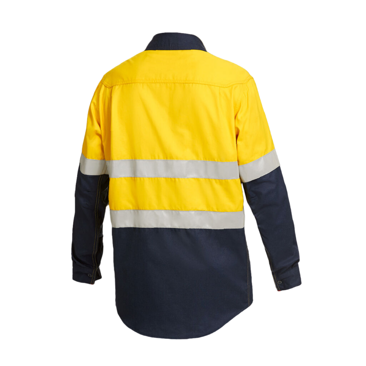 KingGee Men's Shieldtec Fr Hi Vis 2 Tone Open Front Taped Shirt - Yellow/Navy