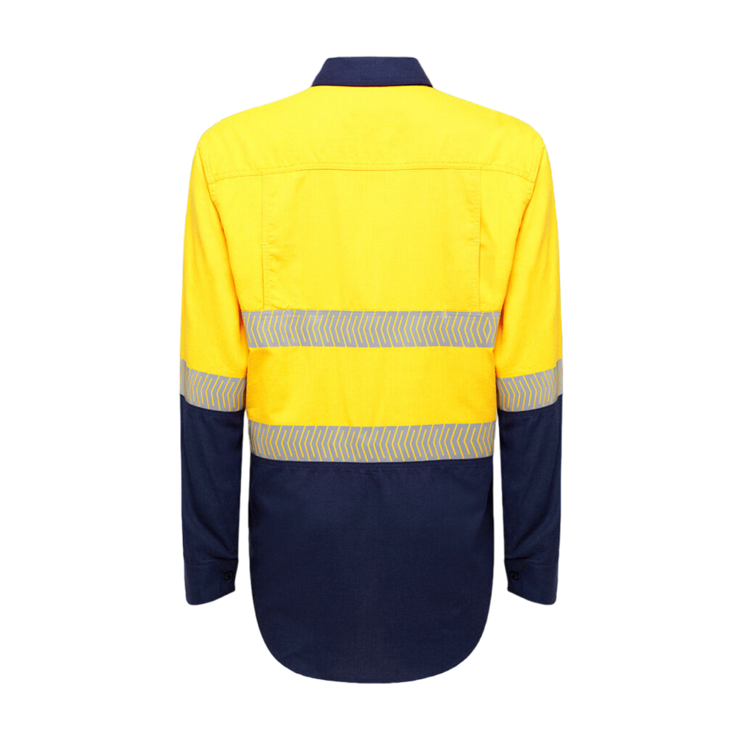KingGee Men's Shieldtec Lenzing Fr Hi Vis 2Tone Open Front Taped Shirt - Yellow/Navy