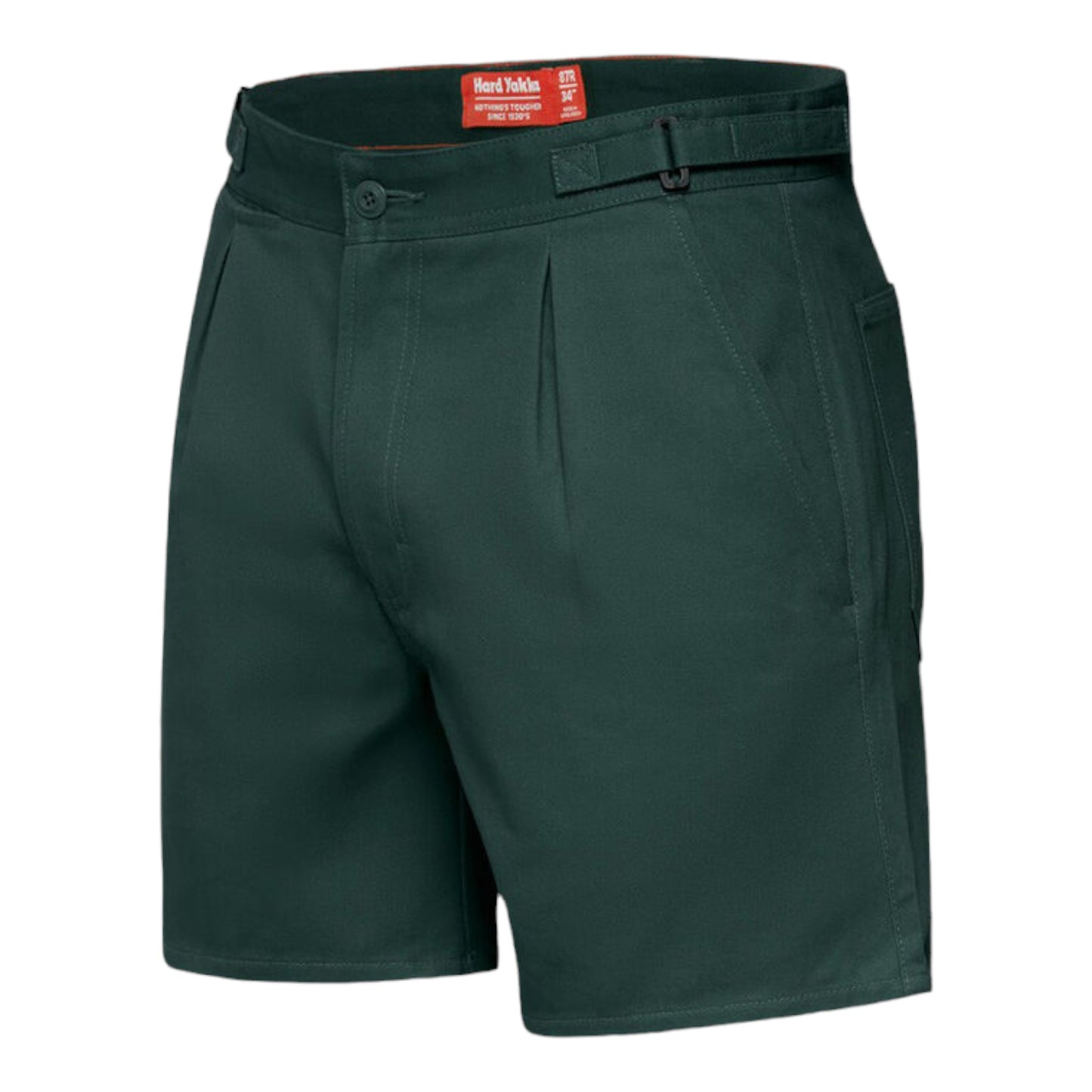 Hard Yakka Men's Relaxed Fit Cotton Drill Short with Side Tabs - Green