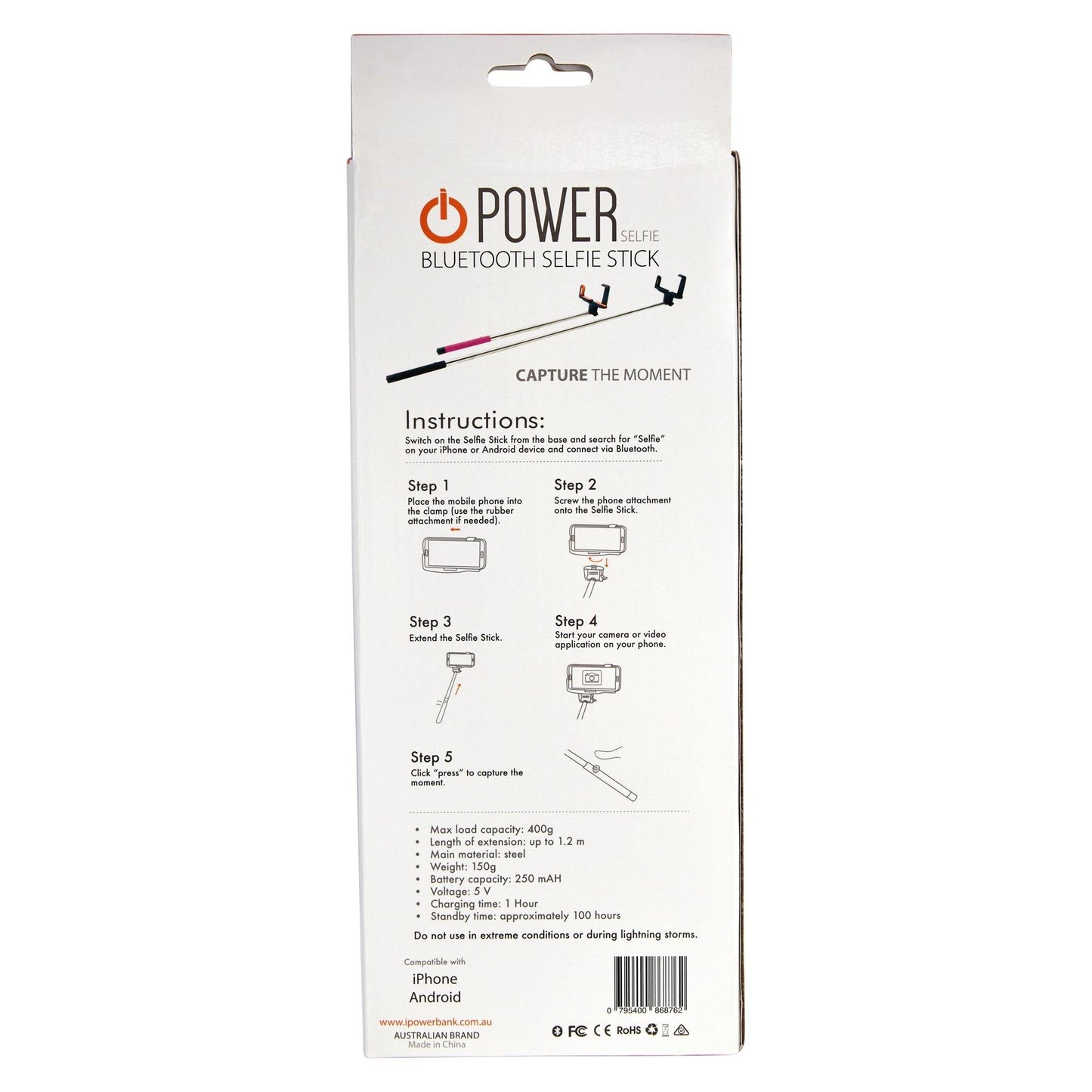 Selfie Stick - Pink Tech Power