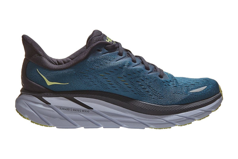 Hoka One One Men's Clifton 8 Running Shoes (Blue Coral/Butterfly)