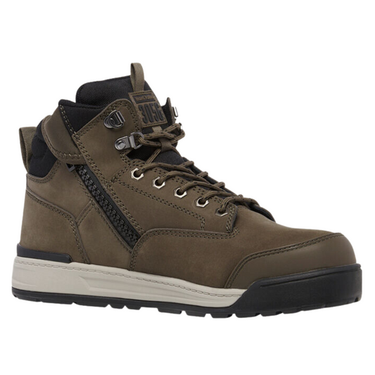 Hard Yakka Men's 3056 Lace Up & Side Zip Steel Toe Safety Boot - Cedar