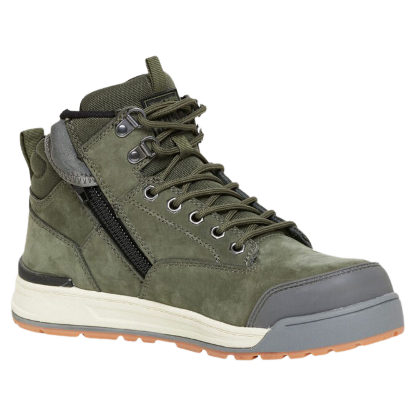 Hard Yakka Men's 3056 Lace Up & Side Zip Steel Toe Safety Boot - Olive
