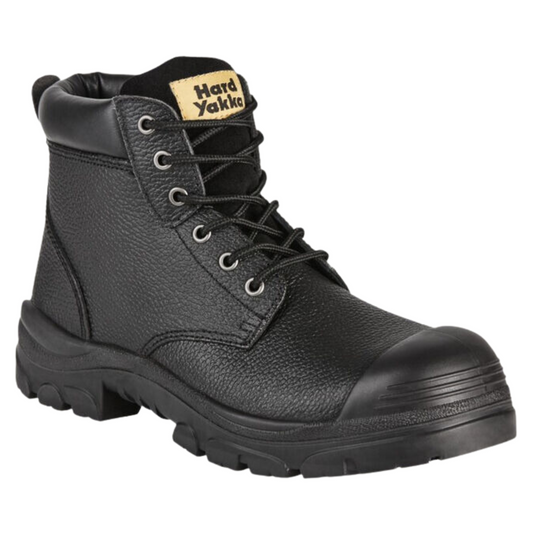 Hard Yakka Men's Gravel Lace Up Steel Toe Safety Boot - Black