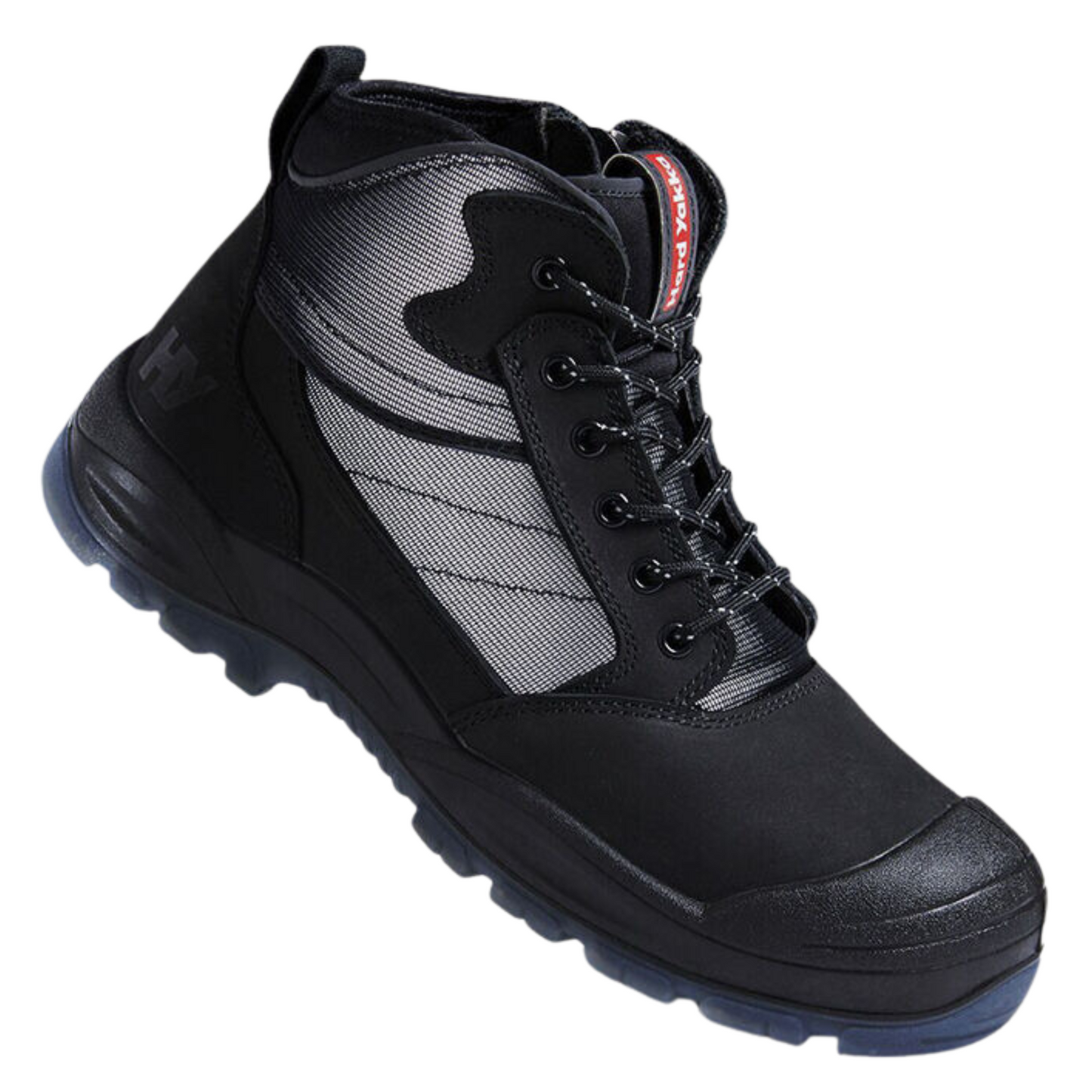 Hard Yakka Men's Nite Vision Hi Vis Lace Up Steel Toe Safety Boot - Black
