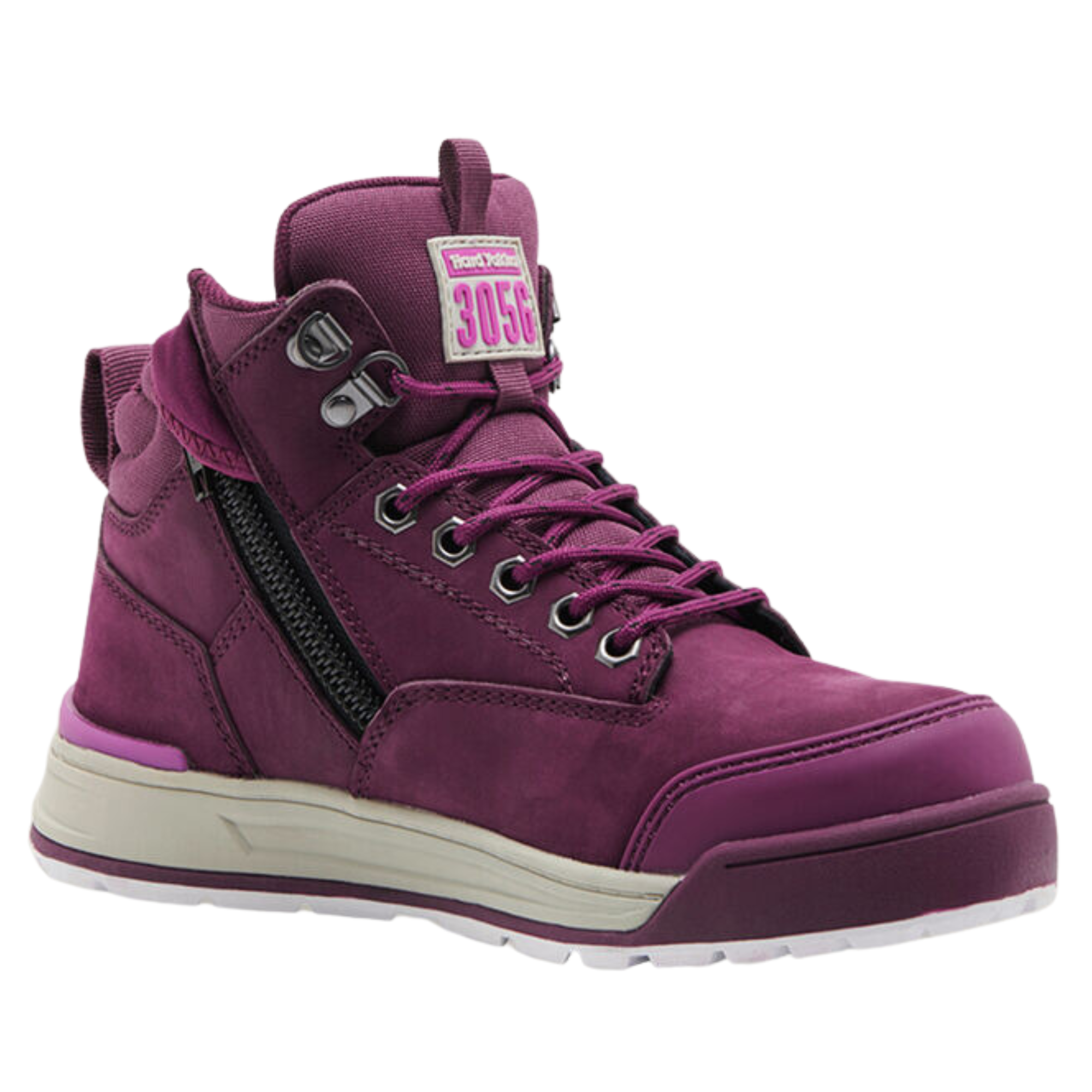 Hard Yakka Women s 3056 Lace Up Side Zip Safety Boot Shiraz