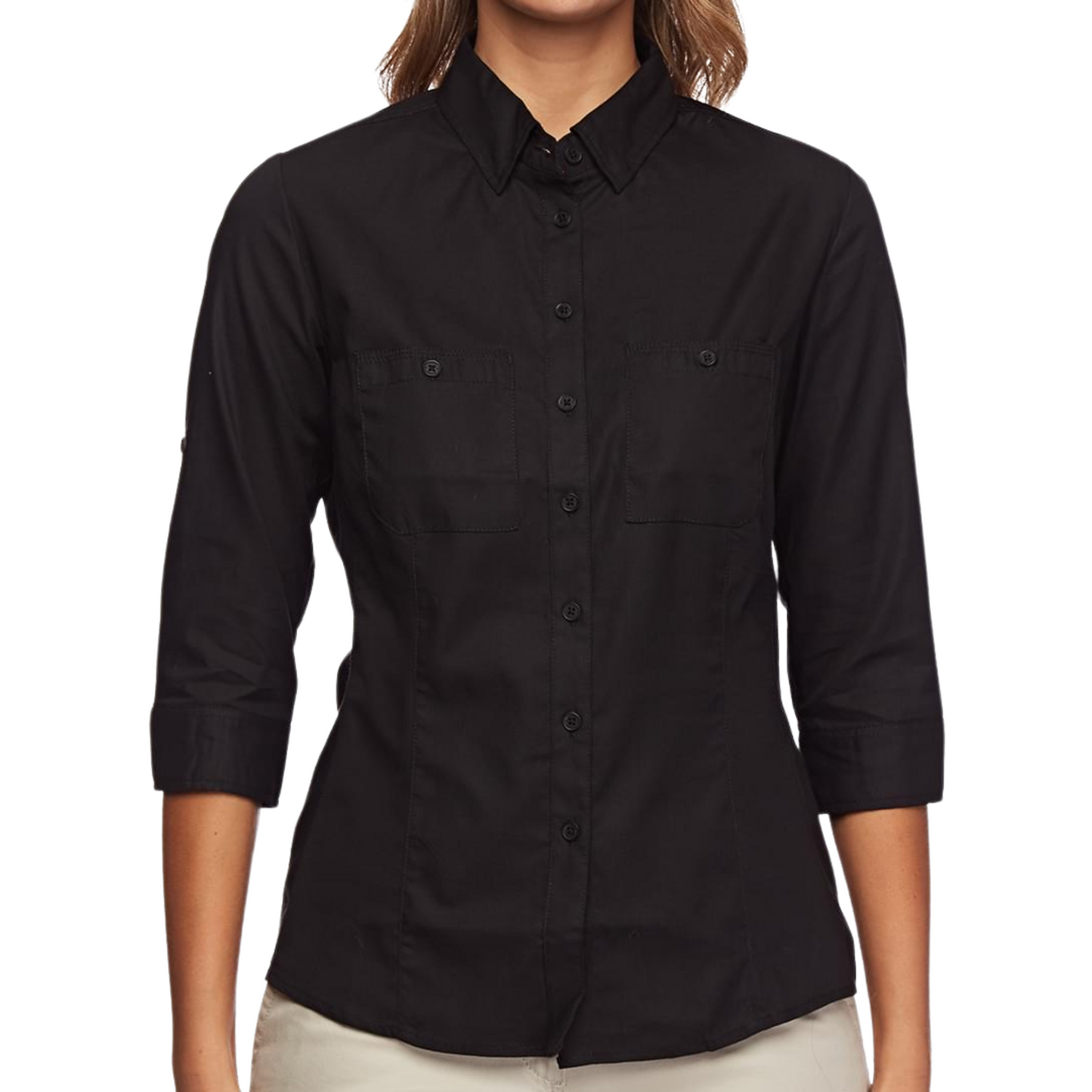 KingGee Women's Stretch 3/4 Sleeve Shirt - Black