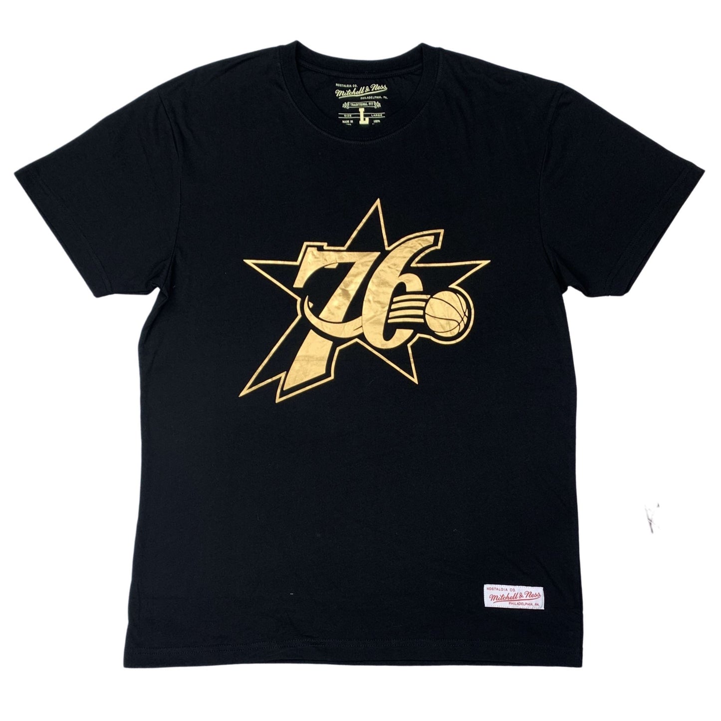 Mitchell & Ness Gold Team Tee - Philadelphia 76ers (Black) SP-ApparelTees-Mens Mitchell & Ness