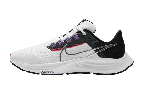 Nike Women's Air Zoom Pegasus 38 Running Shoes (White/Metallic Silver/Black/Flash)