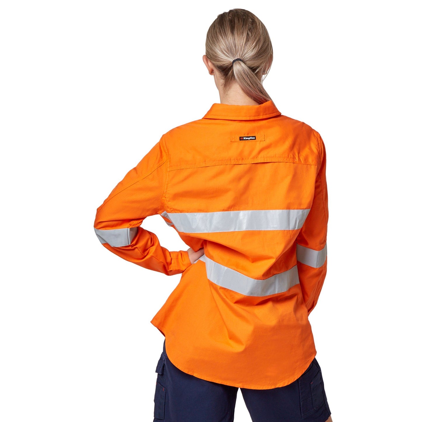 King Gee Workcool 2 Hi-Vis Long Sleeve Reflective Shirt - Orange Workwear King Gee