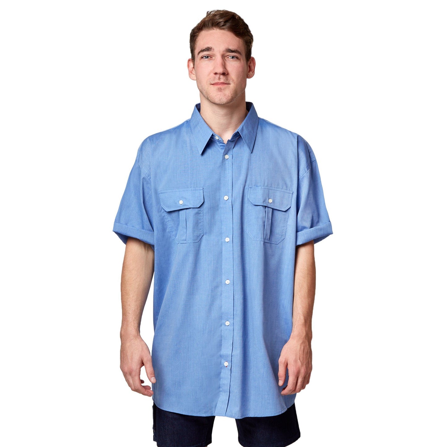 Hard Yakka Short Sleeve End On End Shirt - Blue Workwear Hard Yakka