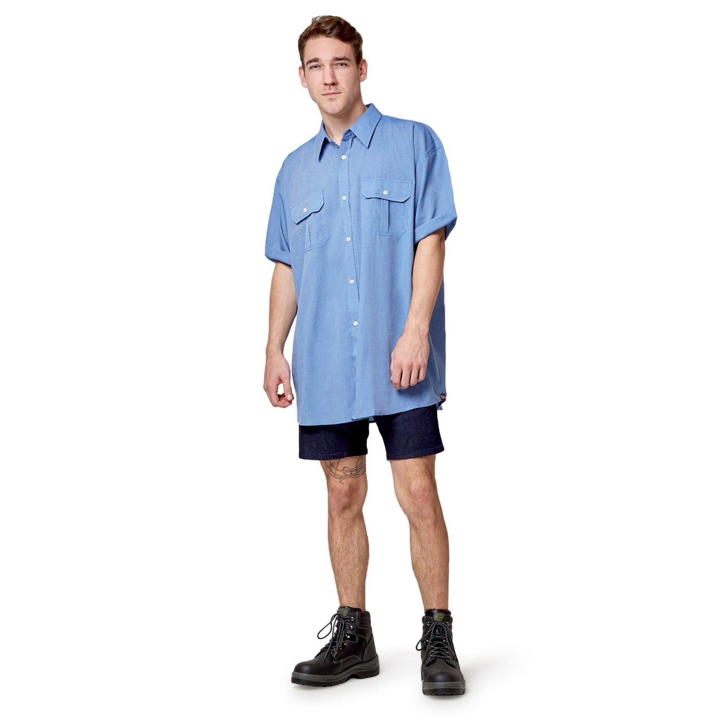 Hard Yakka Short Sleeve End On End Shirt - Blue Workwear Hard Yakka