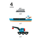 BRIO Vehicle - Container & Crane Wagon, 4 pieces