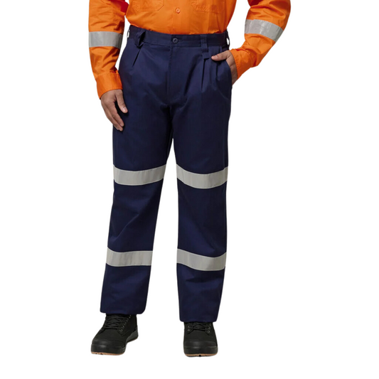 Hard Yakka Men's Double Hoop Tape Cotton Drill Pant - Navy