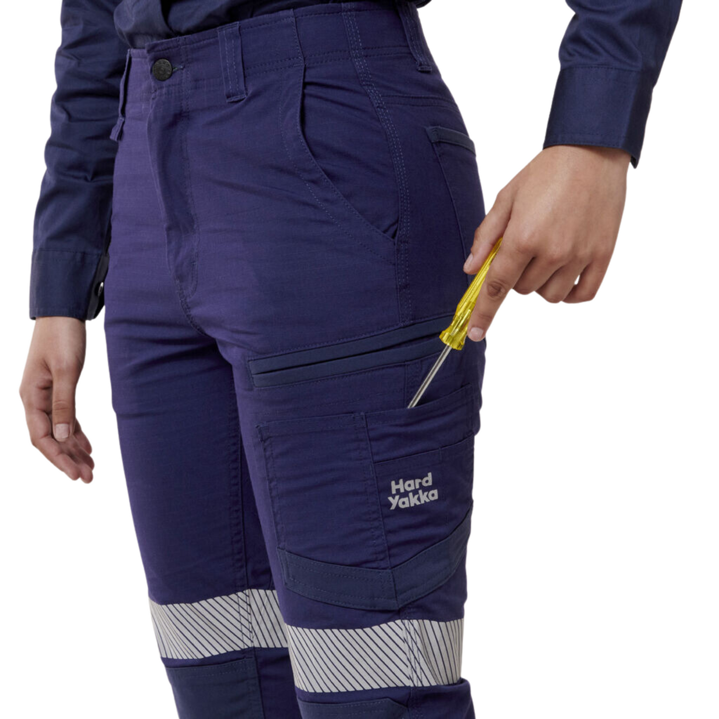 Hard Yakka Women's Raptor Cuff Pant with Tape - Navy