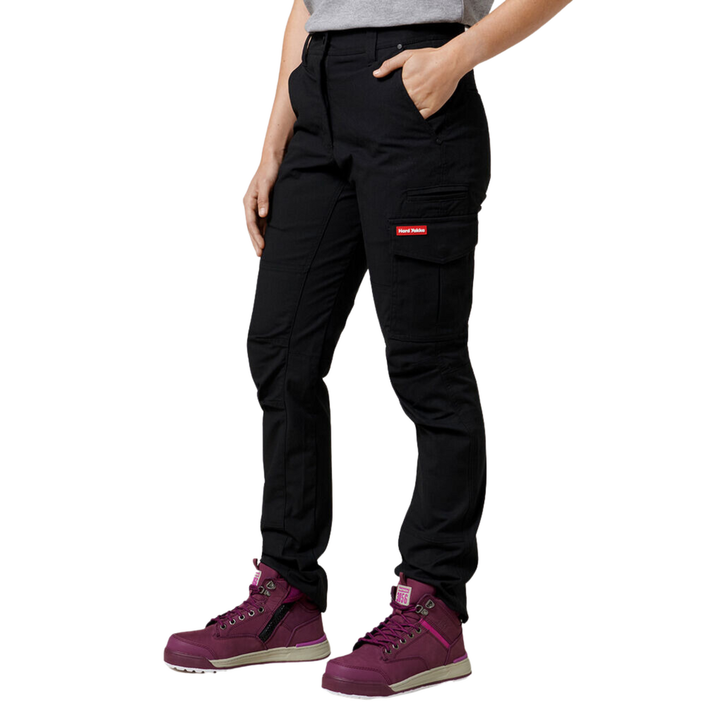 Hard Yakka Women's Ripstop Slim Fit Cargo Pant - Black