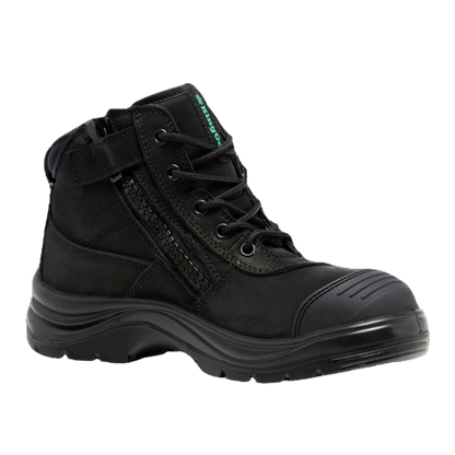 KingGee Women's Tradie Zip/Lace Steel Cap Work Boots 5" - Black