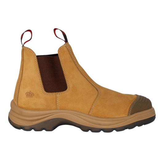 KingGee Men's Tradie Gusset Steel Cap Safety Boots With Scuff Cap - Wheat