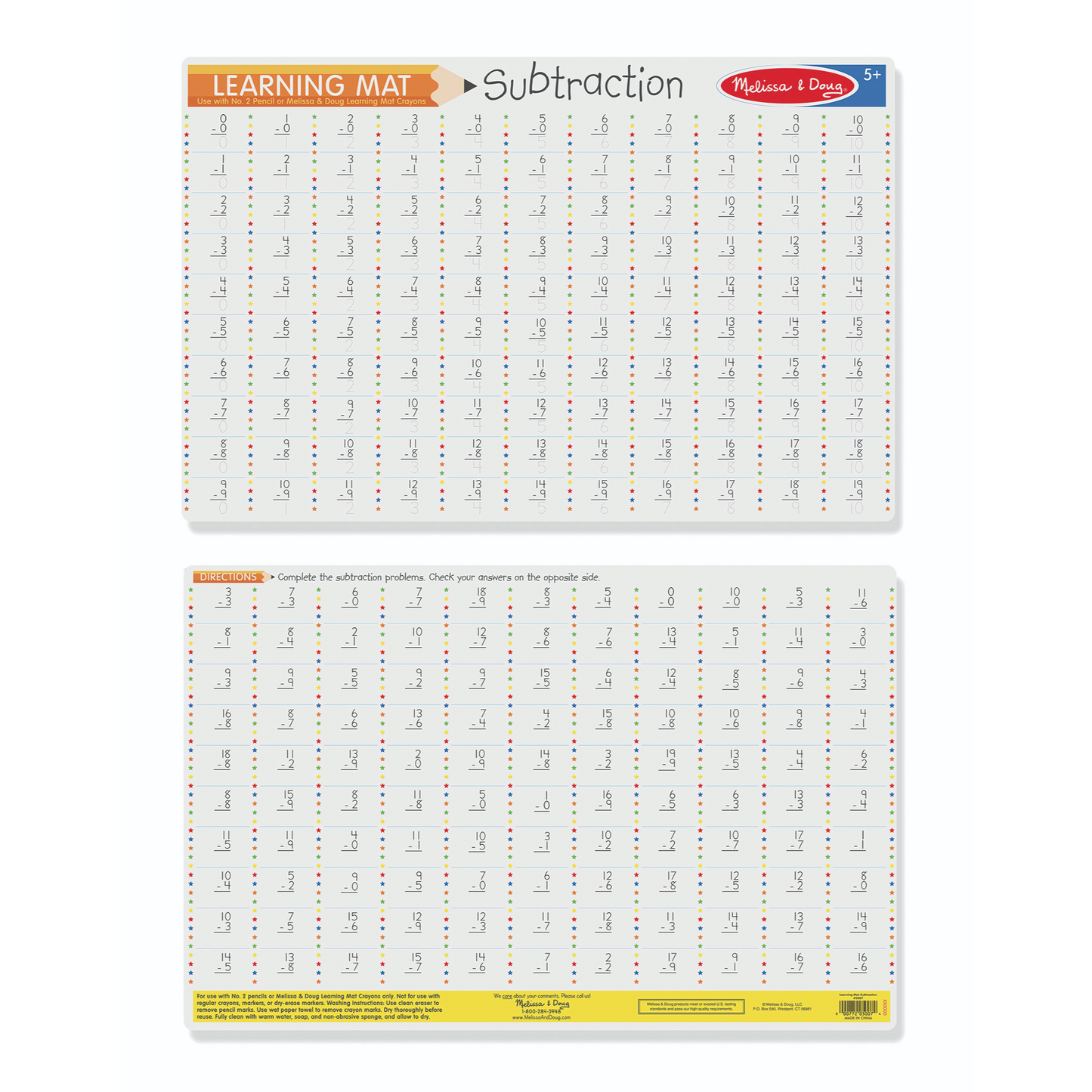 Melissa & Doug - Subtraction Write-A-Mat Bundle of 6