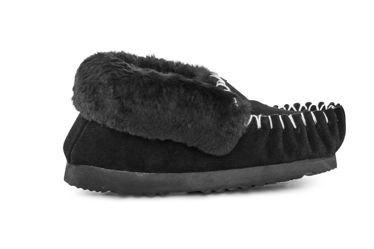 UGG Outback Premium Sheepskin Moccasin Slipper (Black)