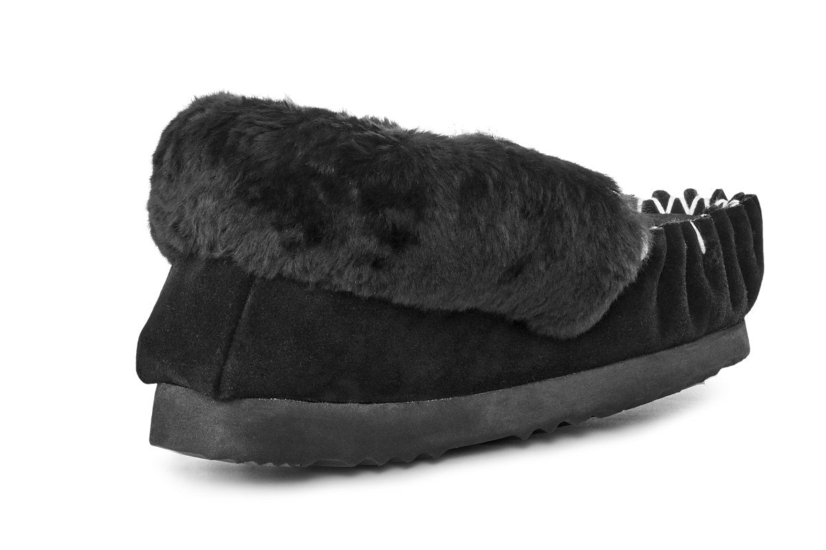 UGG Outback Premium Sheepskin Moccasin Slipper (Black)
