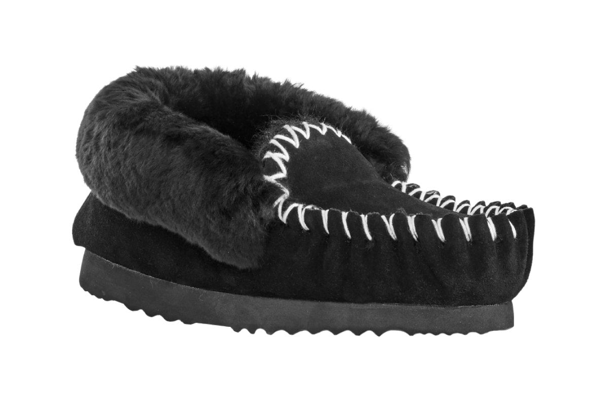 UGG Outback Premium Sheepskin Moccasin Slipper (Black)