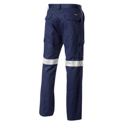 Hard Yakka Men's Generation Y Cotton Drill Cargo Pant with Reflective Tape - Navy