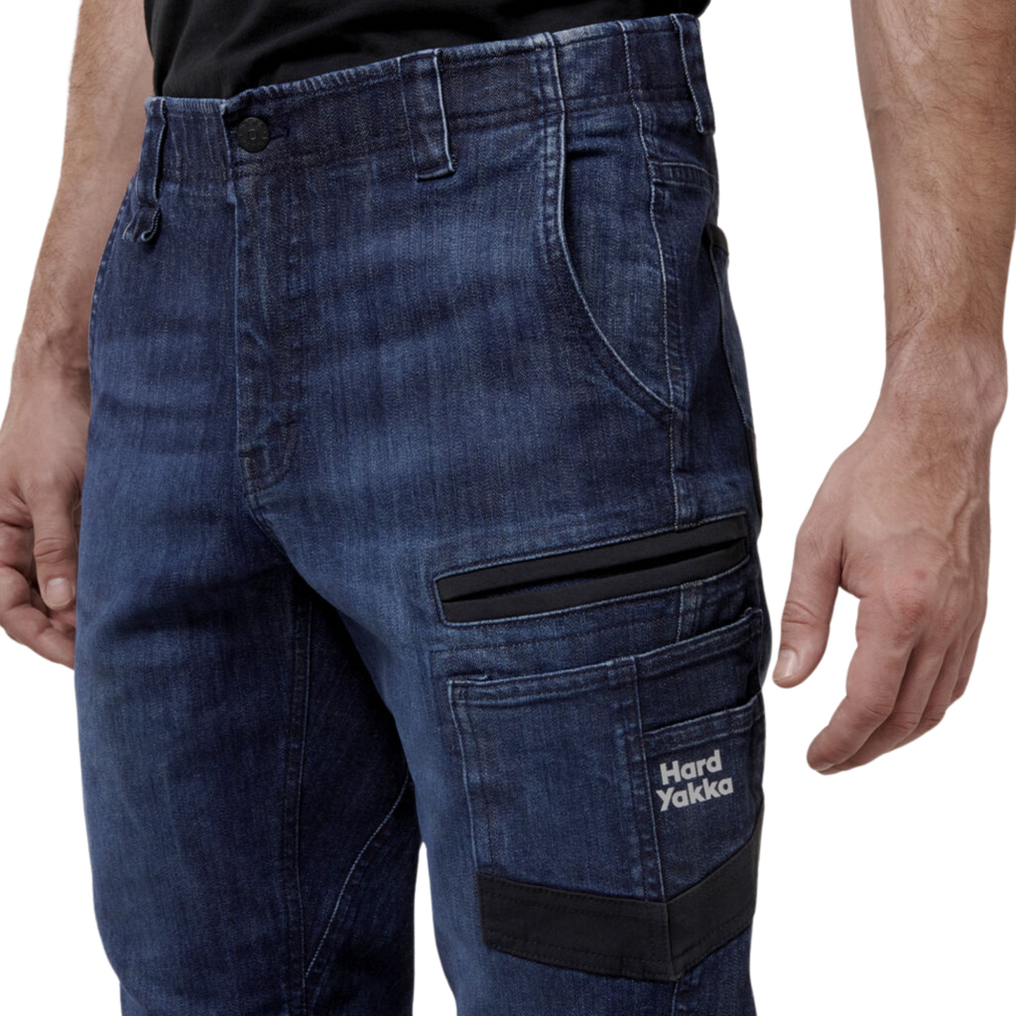 Hard Yakka Men's Raptor Cuffed Denim Jean - Dark Indigo