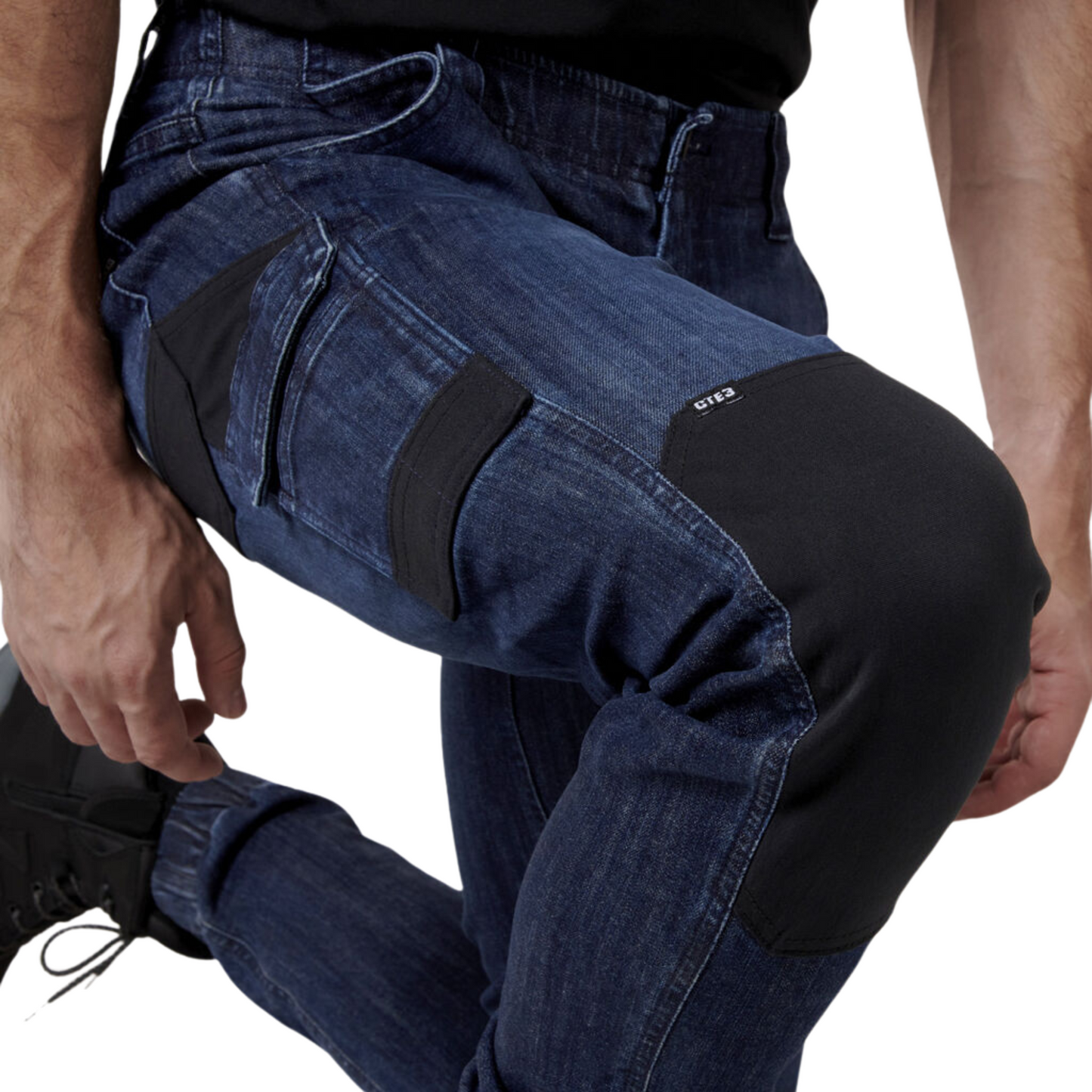 Hard Yakka Men's Raptor Cuffed Denim Jean - Dark Indigo