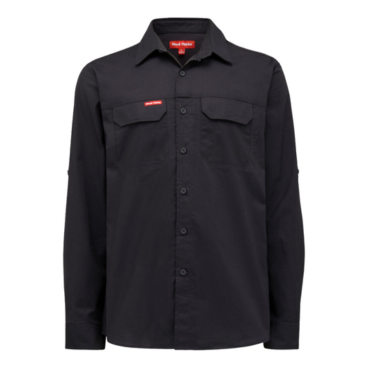 Hard Yakka Men's 3056 Long Sleeve Flex Ripstop Work Shirt - Charcoal