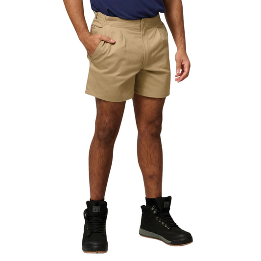 Hard Yakka Men's Relaxed Fit Cotton Drill Short with Side Tabs - Khaki