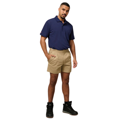 Hard Yakka Men's Relaxed Fit Cotton Drill Short with Side Tabs - Khaki