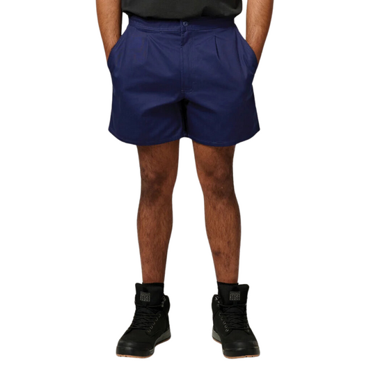 Hard Yakka Men's Relaxed Fit Cotton Drill Short with Side Tabs - Navy